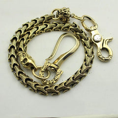 Badass Brass 18‘’ Copper Skull Chain Pants Chain Wallet Chain Motorcycle Wallet Chain for Men - imessengerbags