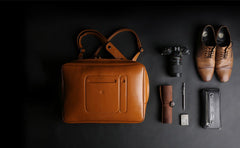Fashion Brown PU Leather Casual Men's Messenger Bag Backpack Laptop Briefcase For Men - imessengerbags