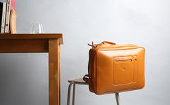 Fashion Brown PU Leather Casual Men's Messenger Bag Backpack Laptop Briefcase For Men - imessengerbags