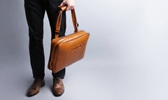 Fashion Brown PU Leather Casual Men's Messenger Bag Backpack Laptop Briefcase For Men