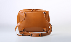 Fashion Brown PU Leather Casual Men's Messenger Bag Backpack Laptop Briefcase For Men