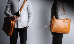 Fashion Brown PU Leather Casual Men's Messenger Bag Backpack Laptop Briefcase For Men - imessengerbags