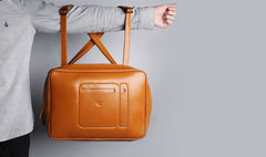 Fashion Brown PU Leather Casual Men's Messenger Bag Backpack Laptop Briefcase For Men - imessengerbags
