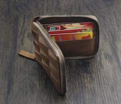 Fashion Brown Leather Men's Small Zipper Biker Chain Wallet Wallet with Chain For Men - imessengerbags