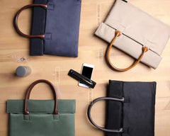 Fashion PVC Canvas Casual Black Men's Handbag Briefcase Business Laptop Handbag For Men - imessengerbags