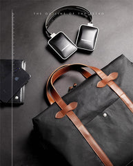 Fashion PVC Canvas Black Men's Large Handbag Briefcase Business Laptop Business For Men - imessengerbags