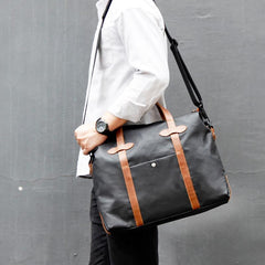 Fashion PVC Canvas Black Men's Large Handbag Briefcase Business Laptop Business For Men - imessengerbags