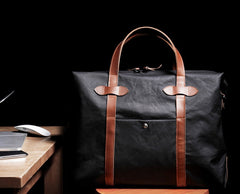 Fashion PVC Canvas Black Men's Large Handbag Briefcase Business Laptop Business For Men - imessengerbags