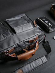 Fashion PVC Canvas Men's Khaki Large Handbag Briefcase Business Laptop Business For Men - imessengerbags
