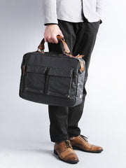 Fashion PVC Canvas Men's Khaki Large Handbag Briefcase Business Laptop Business For Men - imessengerbags
