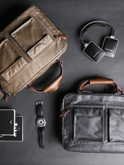 Fashion PVC Canvas Men's Khaki Large Handbag Briefcase Business Laptop Business For Men - imessengerbags
