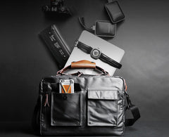 Fashion PVC Canvas Men's Khaki Large Handbag Briefcase Business Laptop Business For Men - imessengerbags