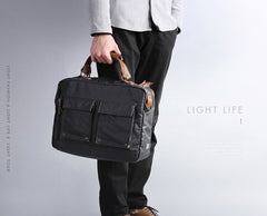 Fashion PVC Canvas Men's Khaki Large Handbag Briefcase Business Laptop Business For Men - imessengerbags