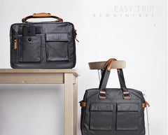 Fashion PVC Canvas Men's Khaki Large Handbag Briefcase Business Laptop Business For Men - imessengerbags