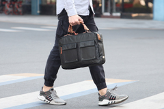Fashion PVC Canvas Men's Khaki Large Handbag Briefcase Business Laptop Business For Men - imessengerbags