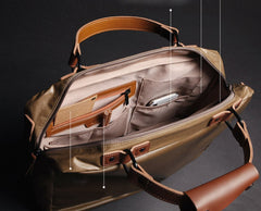 Fashion PVC Canvas Men's Khaki Large Handbag Briefcase Business Laptop Business For Men - imessengerbags