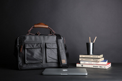 Fashion PVC Canvas Men's Khaki Large Handbag Briefcase Business Laptop Business For Men - imessengerbags