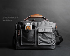 Fashion PVC Canvas Men's Khaki Large Handbag Briefcase Business Laptop Business For Men - imessengerbags