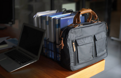 Fashion PVC Canvas Men's Khaki Large Handbag Briefcase Business Laptop Business For Men - imessengerbags
