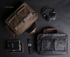 Fashion PVC Canvas Men's Khaki Large Handbag Briefcase Business Laptop Business For Men - imessengerbags