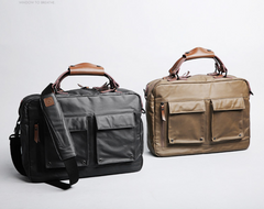 Fashion PVC Canvas Men's Khaki Large Handbag Briefcase Business Laptop Business For Men - imessengerbags