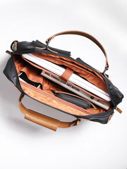 Fashion PVC Canvas Men's Khaki Large Handbag Briefcase Business Laptop Business For Men - imessengerbags
