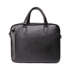 Fashion Black Leather Men's Professional Briefcase Handbag 14'' Computer Briefcase For Men - imessengerbags