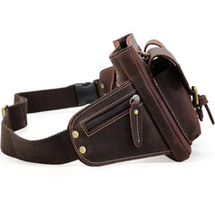 Cool Leather Brown Men's Fanny Pack Chest Bag Vintage Waist Bag Hip Pack For Men