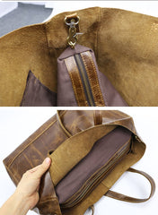 Vintage Brown Leather Men Womens Tote 15 inches Amber Brown Tote Bag Shoulder Tote Bag For Men - imessengerbags