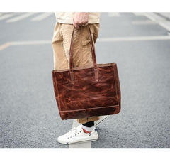 Vintage Brown Leather Men Womens Tote 15 inches Amber Brown Tote Bag Shoulder Tote Bag For Men - imessengerbags