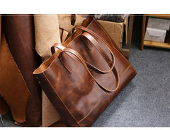 Vintage Brown Leather Men Womens Tote 15 inches Amber Brown Tote Bag Shoulder Tote Bag For Men - imessengerbags