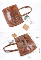 Vintage Brown Leather Men Womens Tote 15 inches Amber Brown Tote Bag Shoulder Tote Bag For Men - imessengerbags