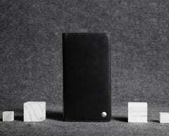 Casual Leather Men's Black Trifold Long Wallet Passport Wallet For Men - imessengerbags