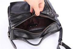 Fashion Black Leather Men's Professional Briefcase Handbag Black Side Bag Shoulder Bag For Men - imessengerbags