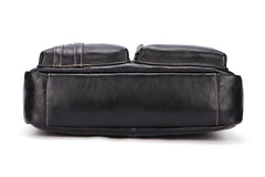 Fashion Black Leather Men's Professional Briefcase Handbag Black Side Bag Shoulder Bag For Men - imessengerbags