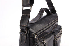 Fashion Black Leather Men's Professional Briefcase Handbag Black Side Bag Shoulder Bag For Men - imessengerbags