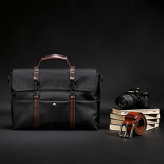 Fashion Nylon Cloth Men's Black Business Briefcase Shoulder Bag Computer Handbag For Men - imessengerbags