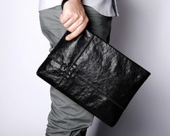 Fashion Leather Men's Black Envelope Clutch Wristlet Clutch Business Clutch For Men - imessengerbags