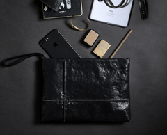 Fashion Leather Men's Black Envelope Clutch Wristlet Clutch Business Clutch For Men - imessengerbags