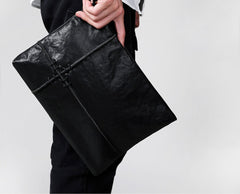 Fashion Leather Men's Black Envelope Clutch Wristlet Clutch Business Clutch For Men - imessengerbags