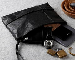 Fashion Leather Men's Black Envelope Clutch Wristlet Clutch Business Clutch For Men - imessengerbags