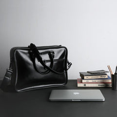 Fashion PU Leather Men's Large Black Handbag Briefcase Business Laptop Handbag For Men - imessengerbags