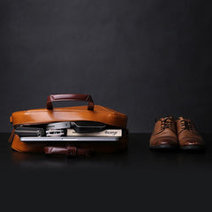 Fashion PU Men's Black Business Briefcase Computer Brown Briefcase Handbag For Men - imessengerbags