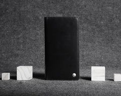 Fashion Leather Men's Trifold Long Wallet Black Gray Long Wallet For Men - imessengerbags