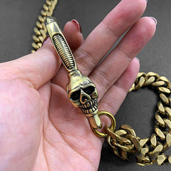 Fashion Brass Skull Mens 19'' Pants Chain Wallet Chain Motorcycle Wallet Chain for Men - imessengerbags
