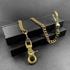 Fashion Brass Skull Mens 19'' Pants Chain Wallet Chain Motorcycle Wallet Chain for Men - imessengerbags