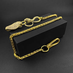 Cool Brass Snake Mens 18'' Pants Chain Wallet Chain Gold Motorcycle Wallet Chain for Men - imessengerbags