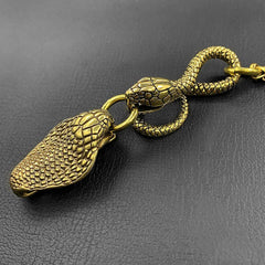 Cool Brass Snake Mens 18'' Pants Chain Wallet Chain Gold Motorcycle Wallet Chain for Men - imessengerbags