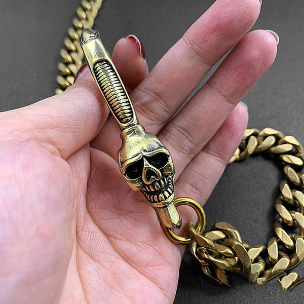 Fashion Brass 19" Skull Mens Pants Chain Gold Wallet Chain Motorcycle Wallet Chain for Men