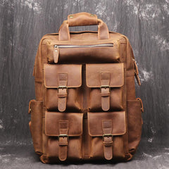 Vintage Cool Leather Men's 15inch Laptop Backpack Travel Backpack School Backpack For Men - imessengerbags